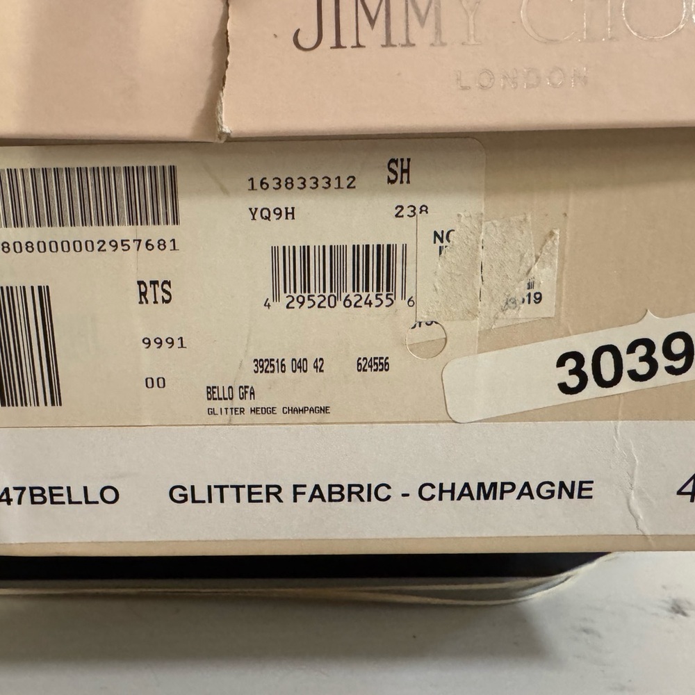 Jimmy Choo Champagne Glitter Peep-Toe Heels - Picture 12 of 12